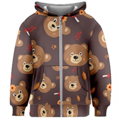 Bears-vector-free-seamless-pattern1 Kids  Zipper Hoodie Without Drawstring by webstylecreations