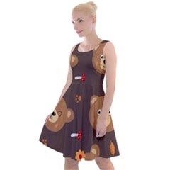 Bears-vector-free-seamless-pattern1 Knee Length Skater Dress