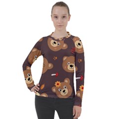 Bears-vector-free-seamless-pattern1 Women s Pique Long Sleeve Tee