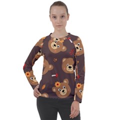 Bears-vector-free-seamless-pattern1 Women s Long Sleeve Raglan Tee