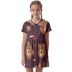 Bears-vector-free-seamless-pattern1 Kids  Asymmetric Collar Dress by webstylecreations