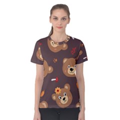 Bears-vector-free-seamless-pattern1 Women s Cotton Tee