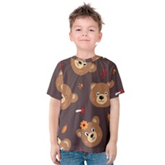 Bears-vector-free-seamless-pattern1 Kids  Cotton Tee