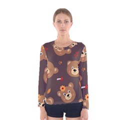 Bears-vector-free-seamless-pattern1 Women s Long Sleeve Tee