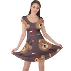 Bears-vector-free-seamless-pattern1 Cap Sleeve Dress by webstylecreations