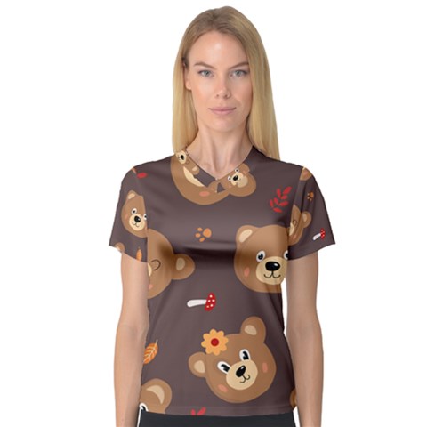 Bears-vector-free-seamless-pattern1 V-neck Sport Mesh Tee by webstylecreations