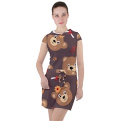 Bears-vector-free-seamless-pattern1 Drawstring Hooded Dress by webstylecreations