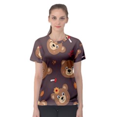 Bears-vector-free-seamless-pattern1 Women s Sport Mesh Tee