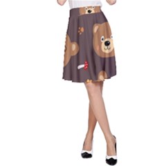 Bears-vector-free-seamless-pattern1 A-line Skirt by webstylecreations