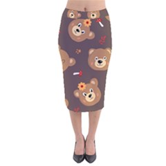 Bears-vector-free-seamless-pattern1 Velvet Midi Pencil Skirt by webstylecreations