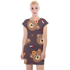 Bears-vector-free-seamless-pattern1 Cap Sleeve Bodycon Dress