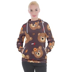 Bears-vector-free-seamless-pattern1 Women s Hooded Pullover