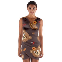 Bears-vector-free-seamless-pattern1 Wrap Front Bodycon Dress by webstylecreations