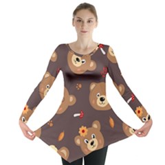 Bears-vector-free-seamless-pattern1 Long Sleeve Tunic  by webstylecreations