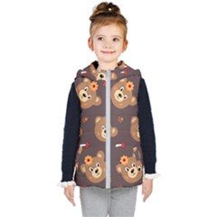 Bears-vector-free-seamless-pattern1 Kids  Hooded Puffer Vest