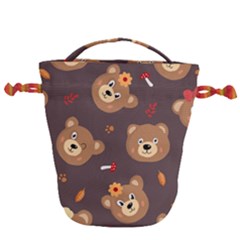 Bears-vector-free-seamless-pattern1 Drawstring Bucket Bag by webstylecreations