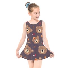 Bears-vector-free-seamless-pattern1 Kids  Skater Dress Swimsuit by webstylecreations