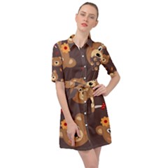 Bears-vector-free-seamless-pattern1 Belted Shirt Dress by webstylecreations