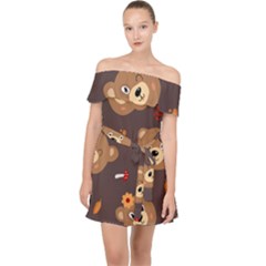 Bears-vector-free-seamless-pattern1 Off Shoulder Chiffon Dress by webstylecreations