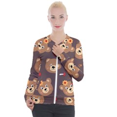 Bears-vector-free-seamless-pattern1 Casual Zip Up Jacket by webstylecreations