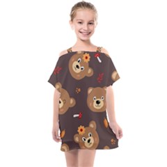 Bears-vector-free-seamless-pattern1 Kids  One Piece Chiffon Dress by webstylecreations