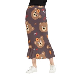 Bears-vector-free-seamless-pattern1 Maxi Fishtail Chiffon Skirt by webstylecreations