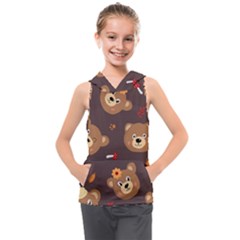 Bears-vector-free-seamless-pattern1 Kids  Sleeveless Hoodie by webstylecreations