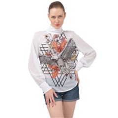 Boho Eagle  High Neck Long Sleeve Chiffon Top by webstylecreations