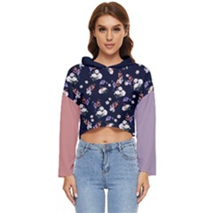 Blue Flower Women s Lightweight Cropped Hoodie