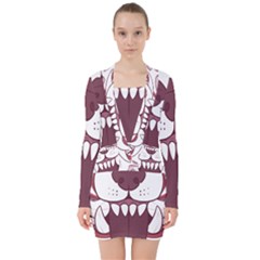 Kitsune Mask V-neck Bodycon Long Sleeve Dress by mindnmint