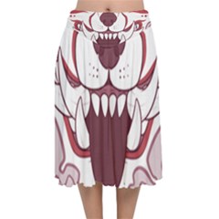 Kitsune Mask Velvet Flared Midi Skirt by mindnmint