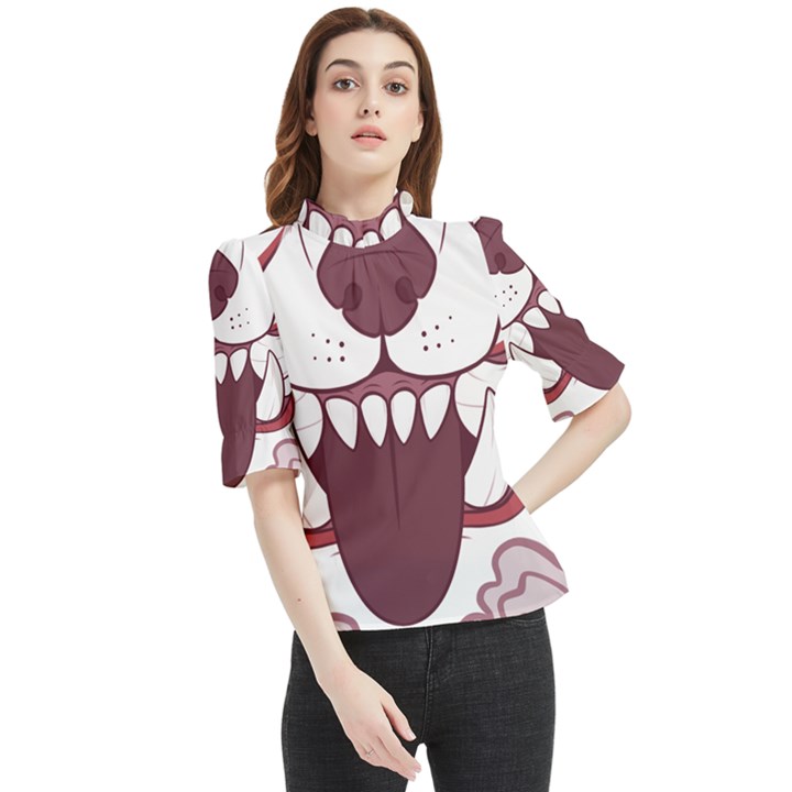 Kitsune Mask Frill Neck Blouse