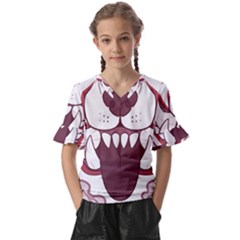 Kitsune Mask Kids  V-neck Horn Sleeve Blouse