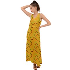 Retro Fun 821a V-neck Chiffon Maxi Dress by PatternFactory