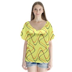 Retro Fun 821c V-neck Flutter Sleeve Top by PatternFactory