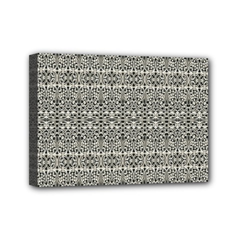 Abstract Silver Ornate Decorative Pattern Mini Canvas 7  X 5  (stretched) by dflcprintsclothing