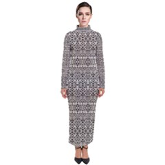 Abstract Silver Ornate Decorative Pattern Turtleneck Maxi Dress by dflcprintsclothing