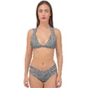 Abstract Silver Ornate Decorative Pattern Double Strap Halter Bikini Set View1