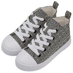 Abstract Silver Ornate Decorative Pattern Kids  Mid-top Canvas Sneakers by dflcprintsclothing