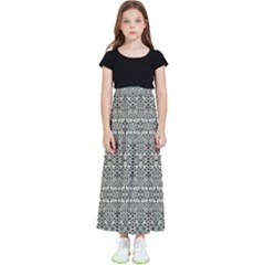 Abstract Silver Ornate Decorative Pattern Kids  Flared Maxi Skirt