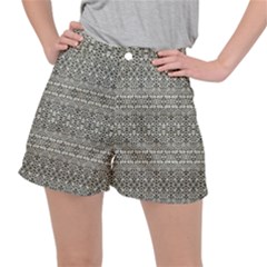 Abstract Silver Ornate Decorative Pattern Ripstop Shorts by dflcprintsclothing