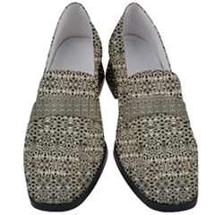 Abstract Silver Ornate Decorative Pattern Women s Chunky Heel Loafers by dflcprintsclothing