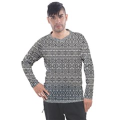 Abstract Silver Ornate Decorative Pattern Men s Pique Long Sleeve Tee