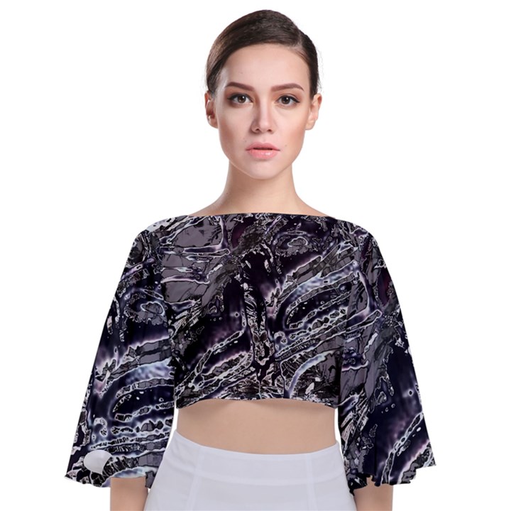 Masik Tie Back Butterfly Sleeve Chiffon Top