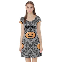 Pumpkin Pattern Short Sleeve Skater Dress by NerdySparkleGoth