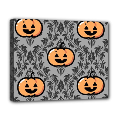 Pumpkin Pattern Deluxe Canvas 20  X 16  (stretched) by NerdySparkleGoth