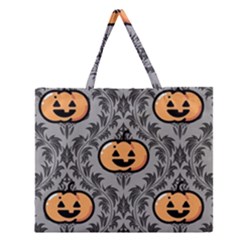 Pumpkin Pattern Zipper Large Tote Bag by NerdySparkleGoth