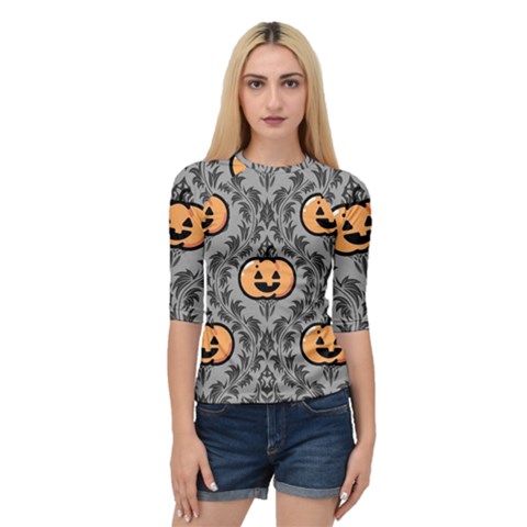 Pumpkin Pattern Quarter Sleeve Raglan Tee by NerdySparkleGoth