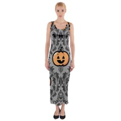 Pumpkin Pattern Fitted Maxi Dress by NerdySparkleGoth