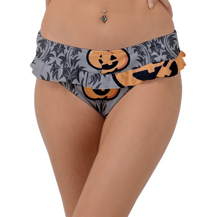 Pumpkin Pattern Frill Bikini Bottom